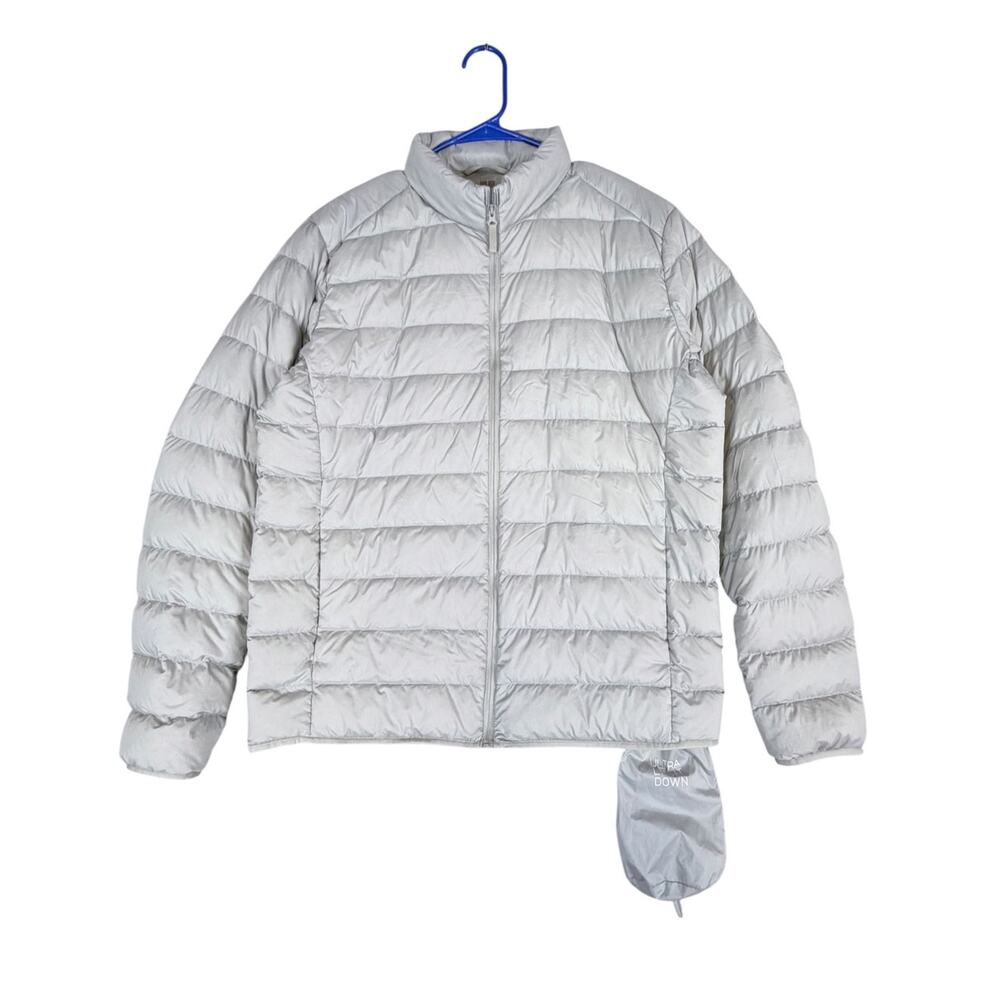 UNIQLO Ultra Light Down Jacket Men's L Gray Packable Puffer Water Repellent